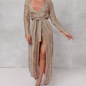 Shein Solid Dress and Sparkle Knit Cardigan